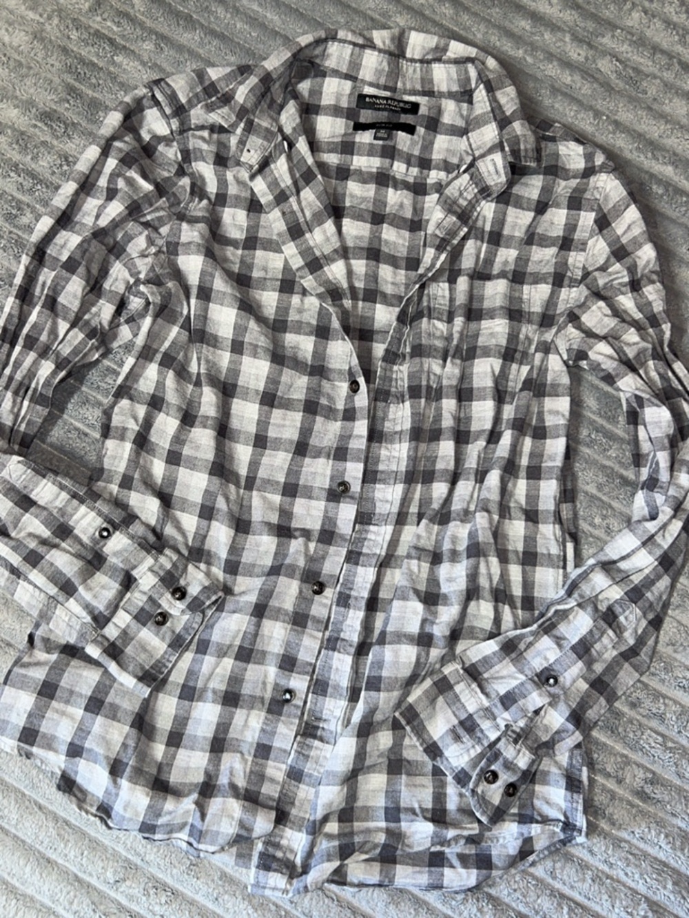 Banana Republic Black and Gray Plaid Shirt